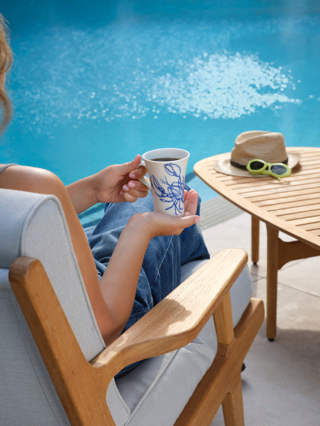 Sealife Latte Mug with Handle in Blue