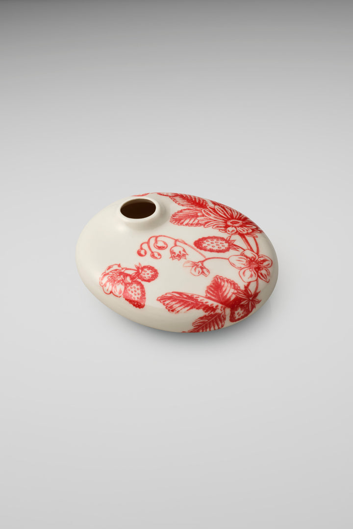 Lace Printed Small Talk Vase in Red