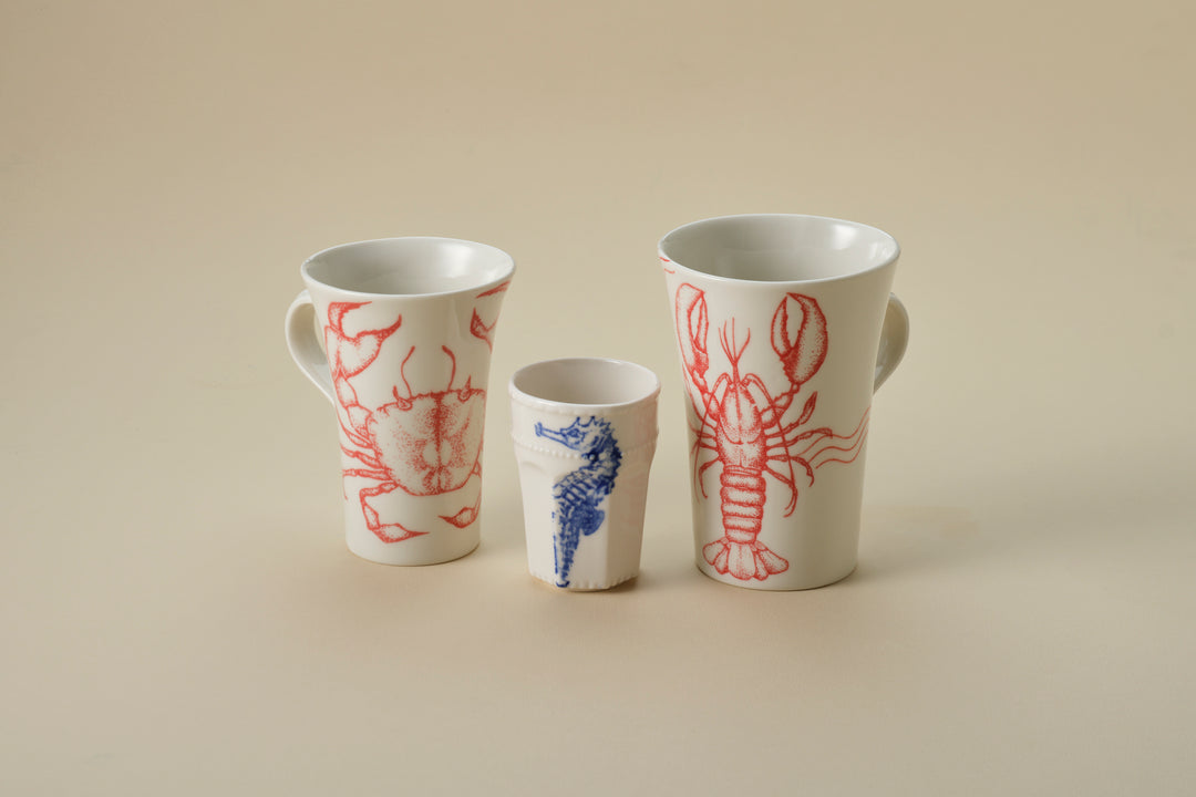 Sealife Tall Mug with Handle in Red